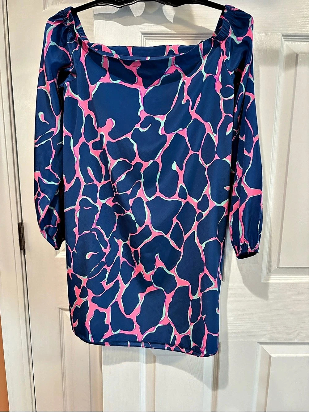 Lilly Pulitzer Laurana Off-the-Shoulder Dress Blue & Pink Small